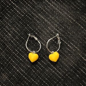 Yellow Heart Hoop Earrings